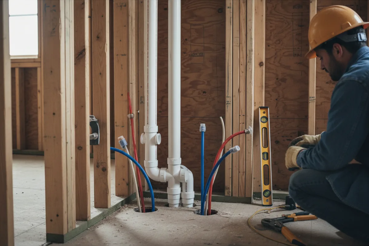 Drain and supply rough-in during Toilet Repair and Installation in Ekron